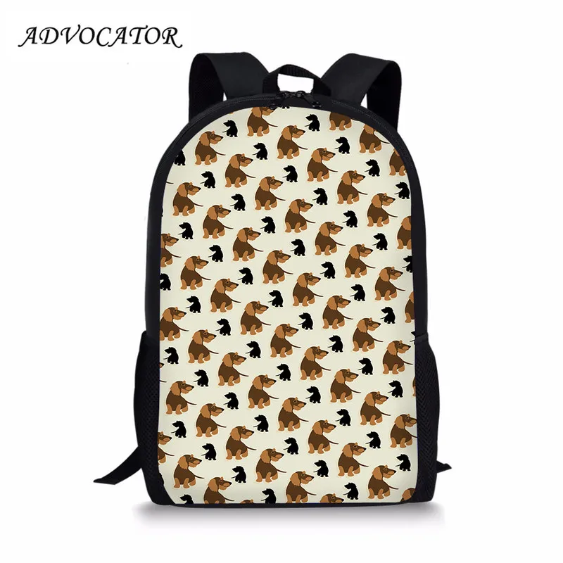 Teenagers School Bags Boys and Girls Cartoon Dachshund Printing School Backpack Daypack Rucksack Kids Mochilas Escolares Plecak