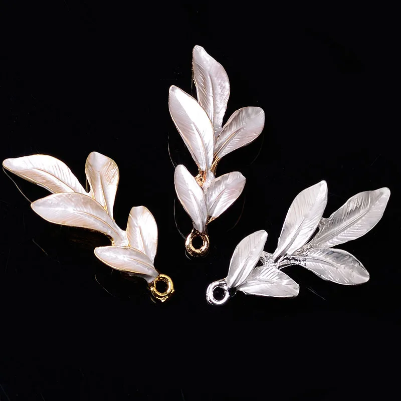 

Big Enamel Leaf Charm Big Branch Charm Wedding Jewelry Accessories / Alloy for DIY Handmade Women 10pc 23*47mm Gold/silver Color