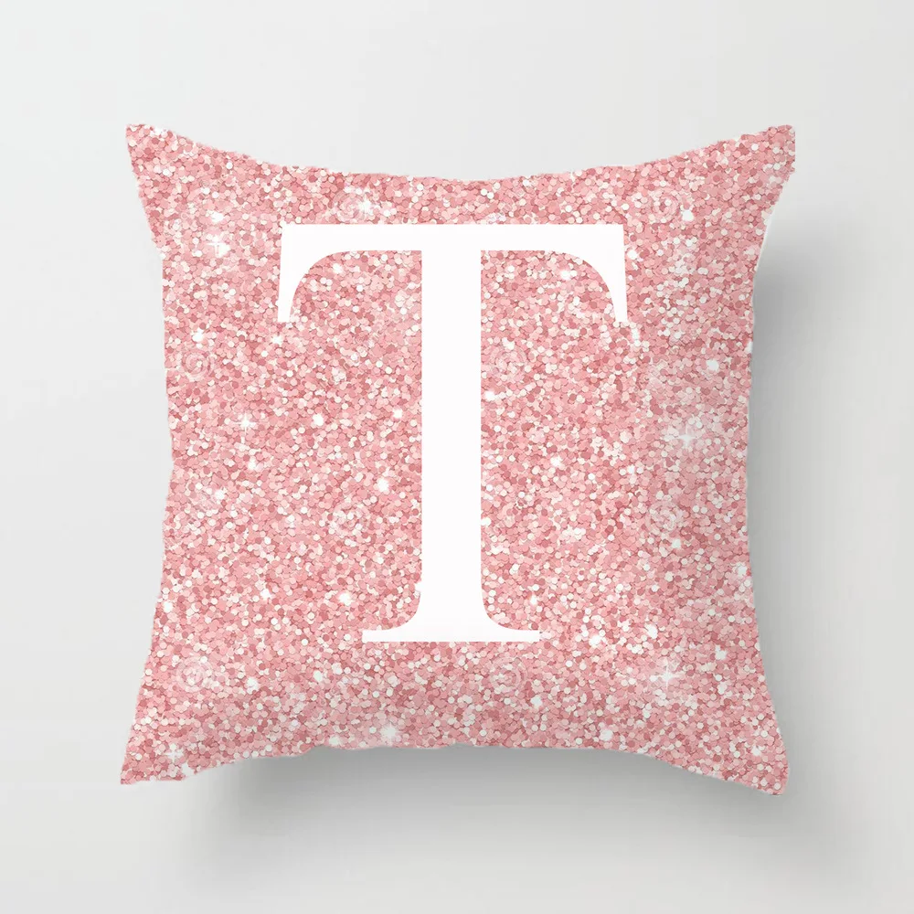 45*45cm Retro Pink Letter ABCD Cushion Cover Cotton Glitter Case Polyester Home Decor Bedroom Decorative Sofa Pillows | Дом и сад