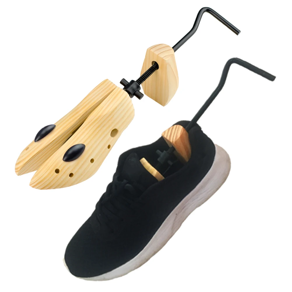 2pcs Man Women Durable Non Slip Home Natural Wood Easy To Use Foot Grinding Widener Anti Crease Shoe Stretcher Ergonomic Handle