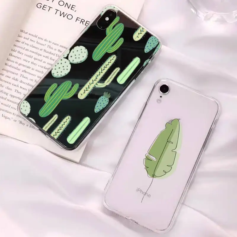 

Cute Cactus Green Leaf Phone Case for iphone 13 11 12 pro XS MAX 8 7 6 6S Plus X 5S SE 2020 XR case