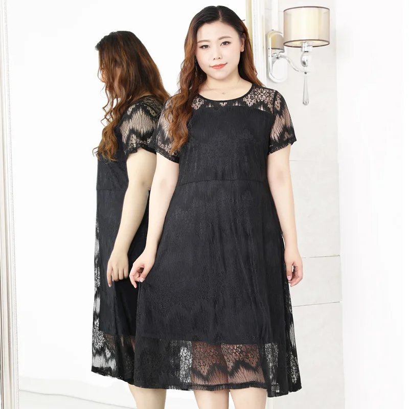 

Женское кружевное платье средней длины, размеры от 4XL до 10XL