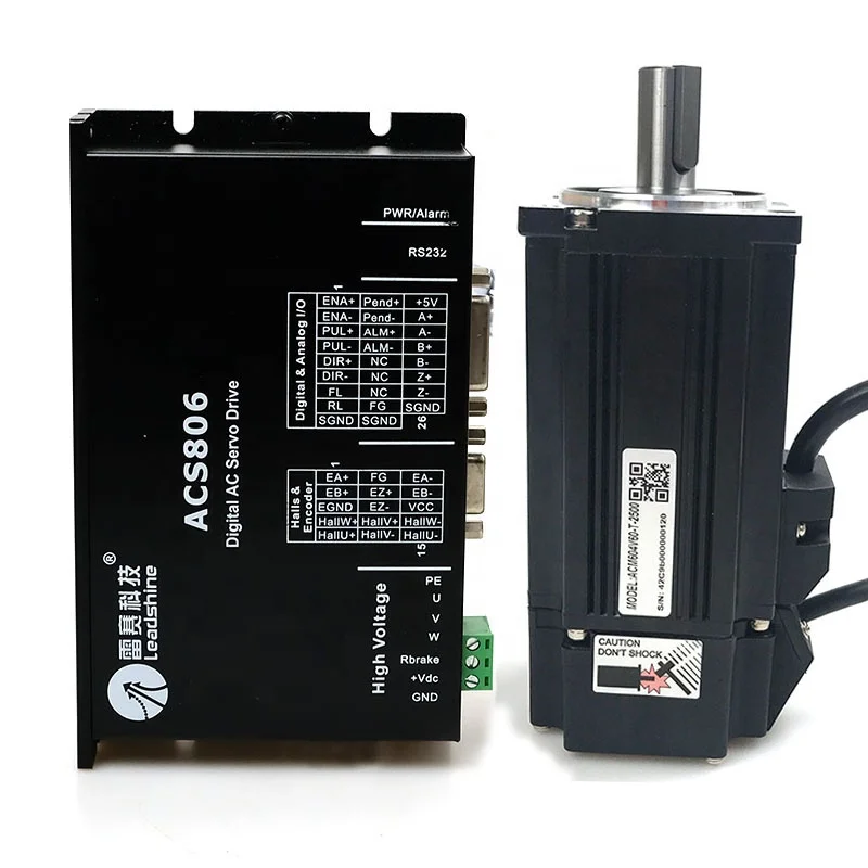 

Leadshine 400W Brushless AC Servo Motor ACM604V60-T-2500 + ACS806 Drive kit with 2500 line encoder cable and motor cable