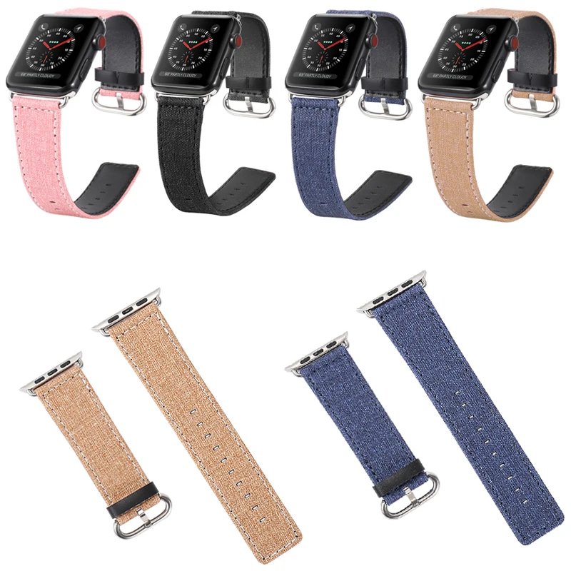Ремешок для часов Onthelevel черный джинсовый ремешок Apple Watch 42 мм 38 44 40 серия 4/3/2/1 iWatch #