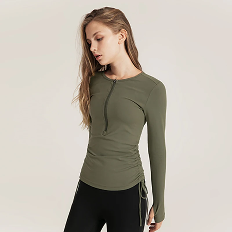 

Yoga Shirts Fitness Women Sports Yoga Top Long Sleeve Half Zipper Running Lady Sportswear Workout Quick Dry Tops Gym T-Shirts