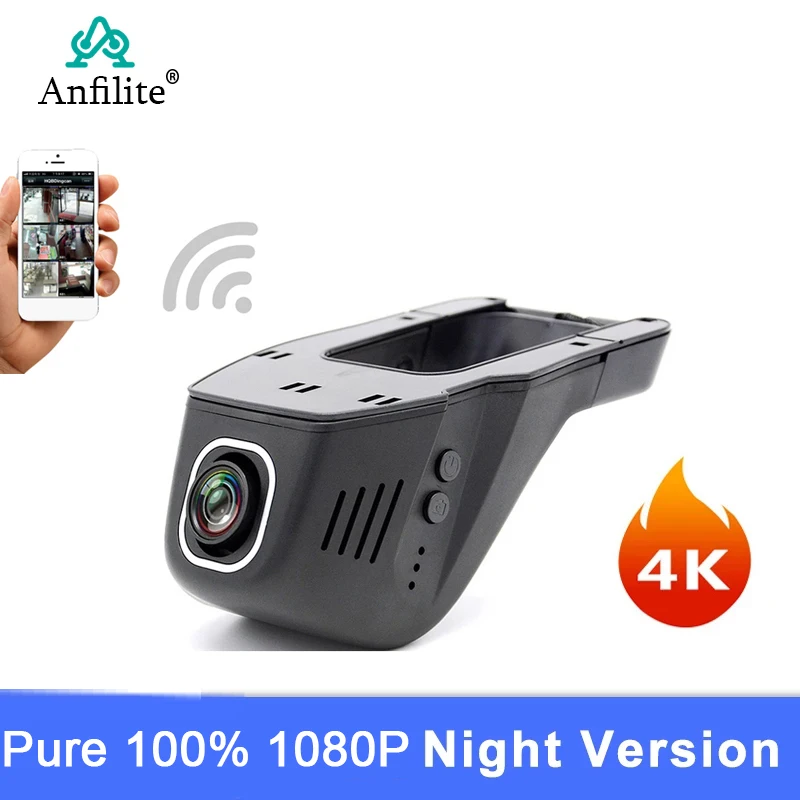 Anfilite Wifi Автомобильный регистратор DVR цифровой видеорегистратор видеокамера Dash камера 1080P ночная версия Novatek 4K камера может вращаться