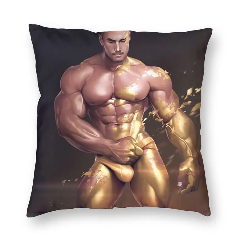 

Sexy Cartoon Hunk Boy Muscular Gym Body Gay Muscle Art Cushion Cover Decoration Print Gay Pride Throw Pillow Case Living Room