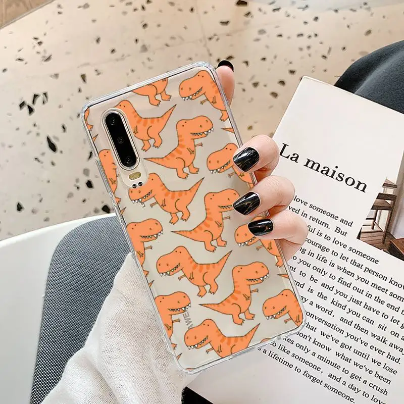

Cute Dinosaur Baby Fashion Phone Case Transparent for Samsung A71 S9 10 20 HUAWEI p30 40 honor 10i 8x xiaomi note 8 Pro 10t 11