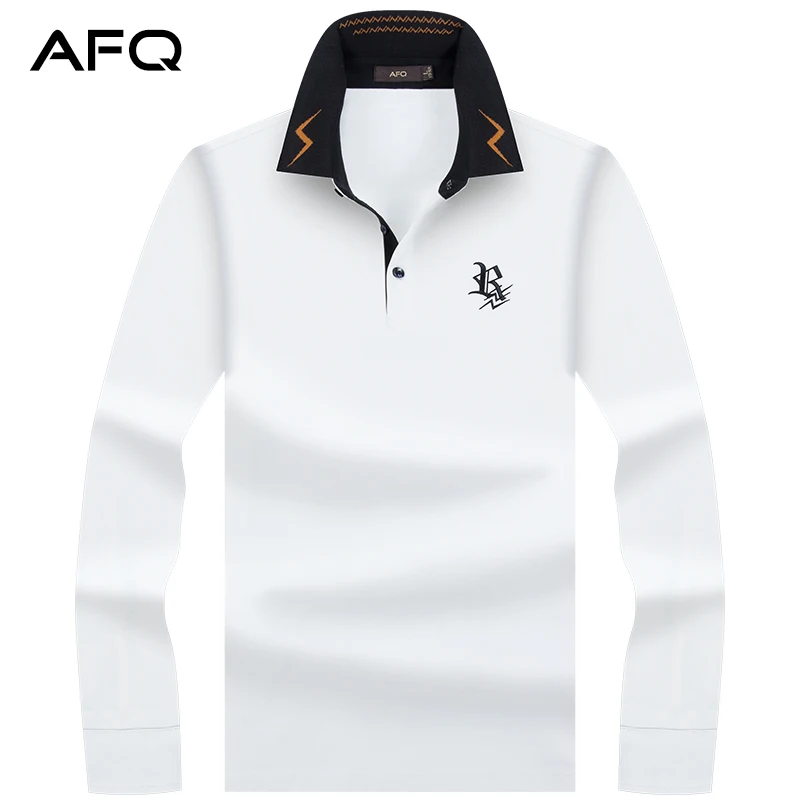 

AFQ Casual Lapel Long Sleeve T-shirt Men's Autumn Solid Colour Modal Large Size T Blood POLO Shirt Non-iron Yellow