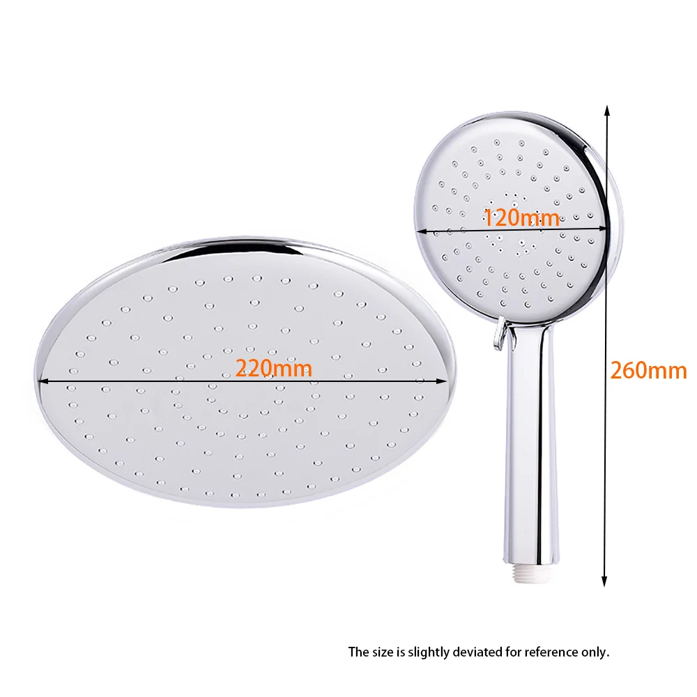 

Round ABS Plastic Chrome/White Showerhead Combo Bath Faucet Accessories Bathroom Top Shower Head Set