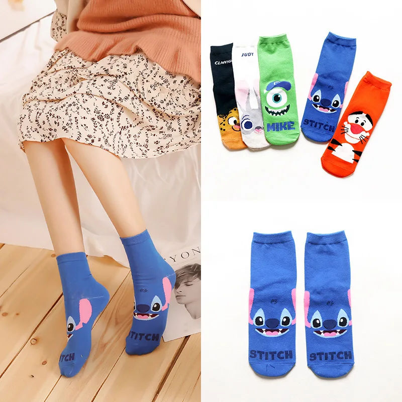 Модные женские носки с героями мультфильмов невидимые лодочки изображением