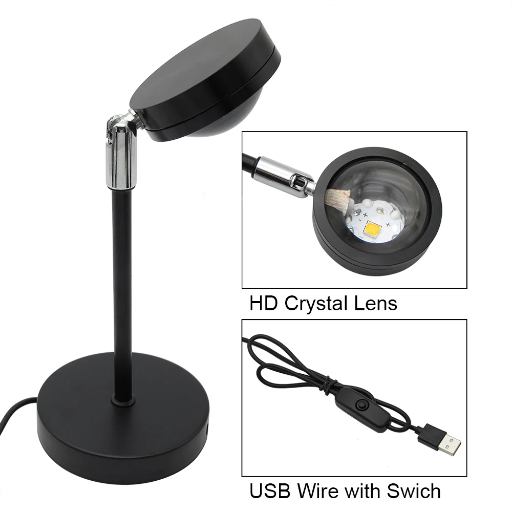 

Sunset Red Projection LED Night Light Sun Projector Bedside Lamp USB Cable for Home Bedroom Coffee Store Decoration Women Gift