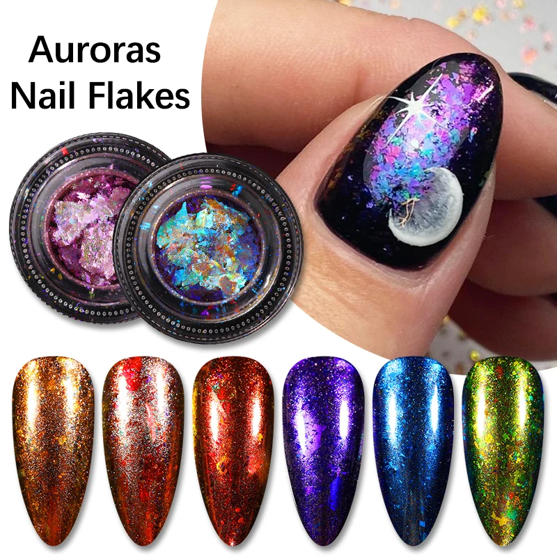 

1 Box Crystal Opal Flakes Nail Sequins Glitter Purple Nail Paillettte 3D Charms Powder UV Gel Polish Decoration Aurora Pigment