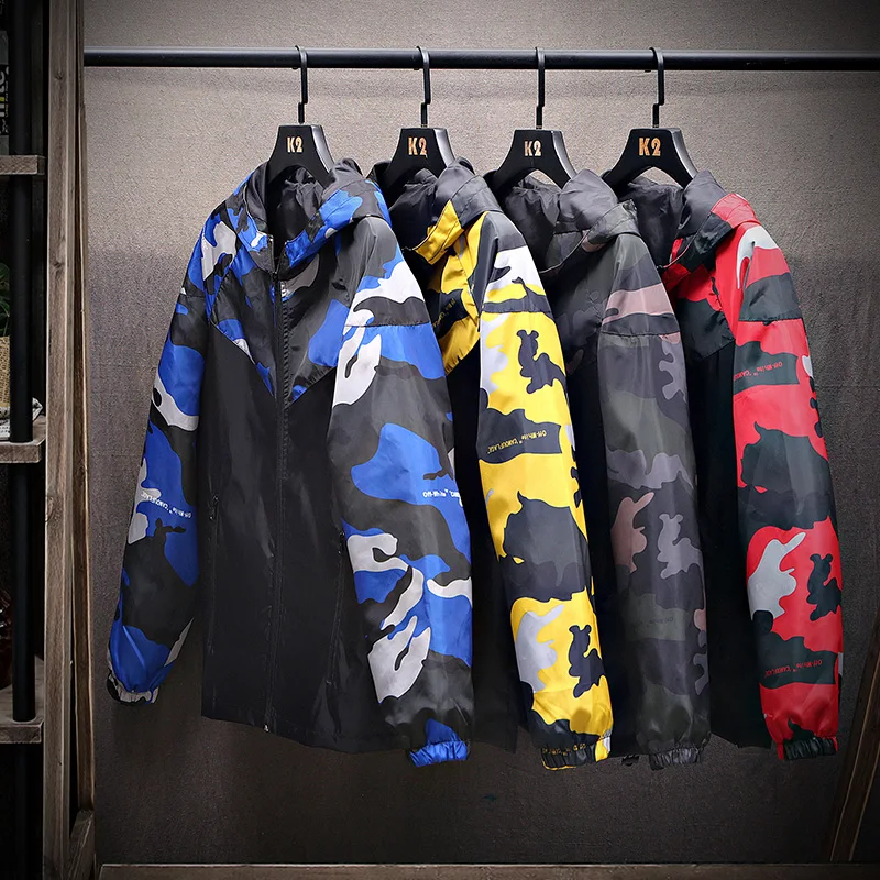 Мужская весенняя куртка осенняя Повседневная камуфляжная с капюшоном в стиле