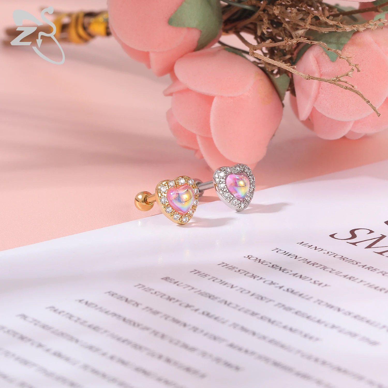 Милые серьги-гвоздики ZS в форме банта для женщин и девушек серьги сердца Луны из