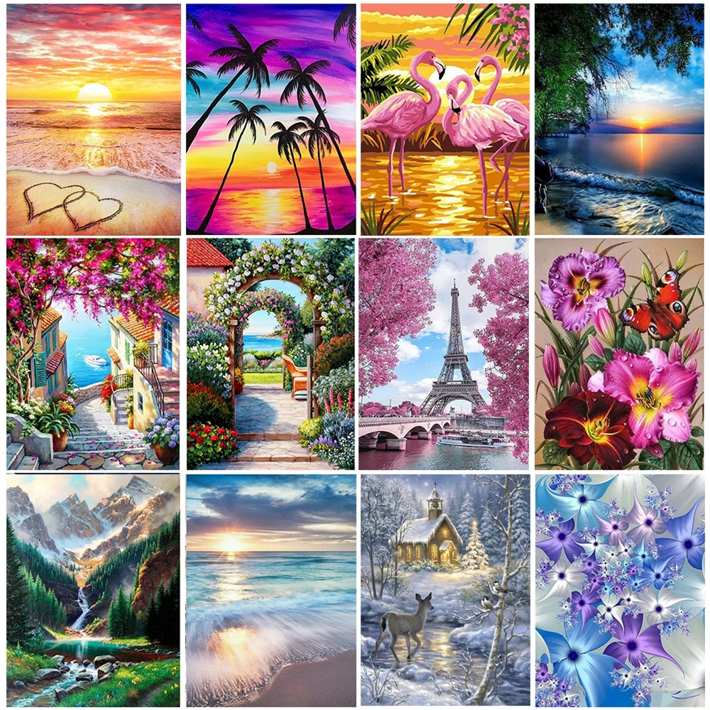 

Sunset Scenery DIY 5D Diamond Painting Full Round Drill Mosaic Landscape Diamond Embroidery Picture Rhinestone Home Decor Gift