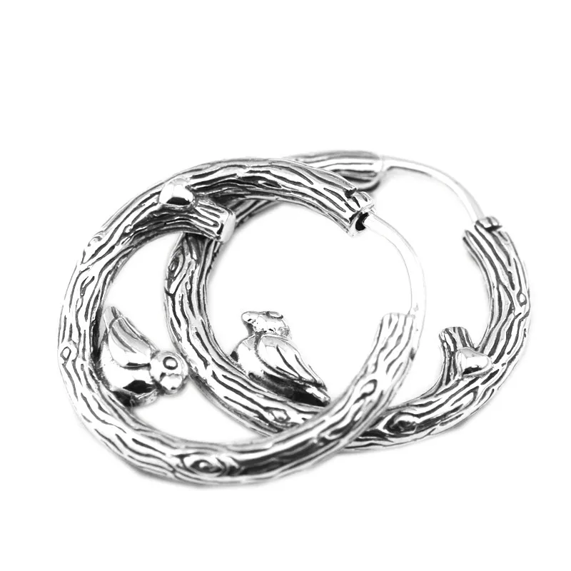 

Spring Bird Hoop Earrings Fashion 925 Sterling Silver Jewelry Vintage Round Circle Shape Women Earrings Jewelry Accessory Girls