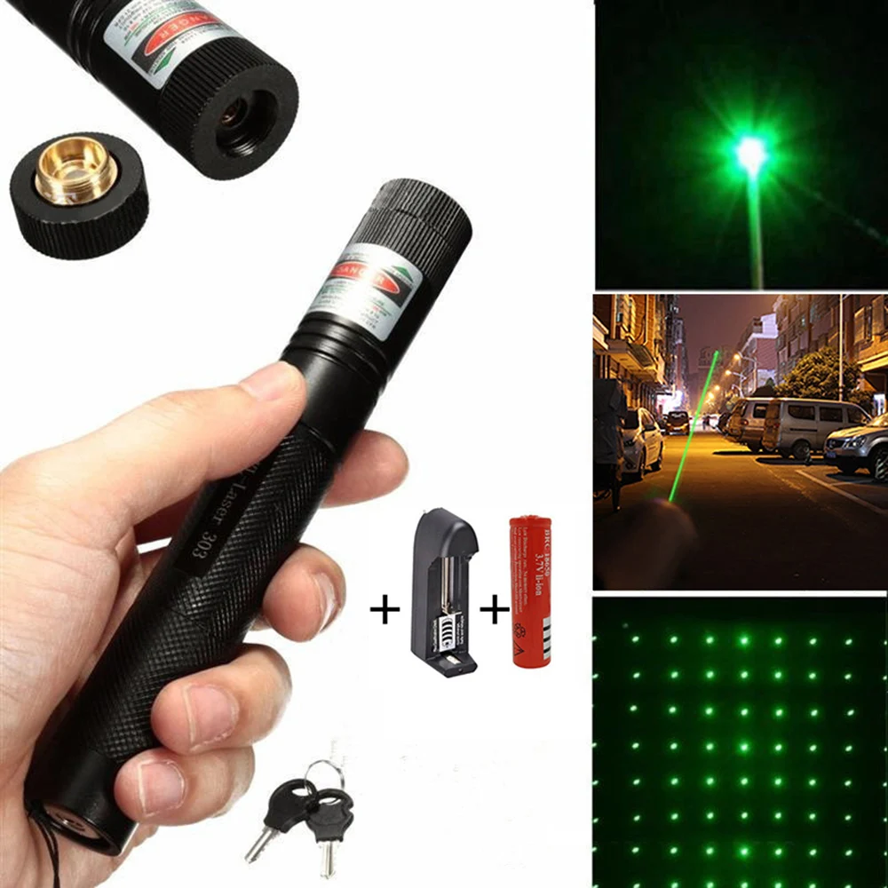 

High-power laser 303 pointer green laser sight 532nm 5mw adjustable focus green laser long-distance radiation burning laser
