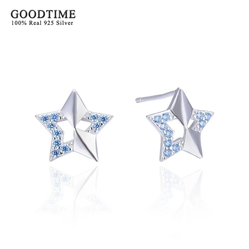 

Fashion Women 925 Sterling Silver Pentagram Star Rose Gold Stud Earrings With Zircon Earrings Accessories For Girl Lady Dress Up