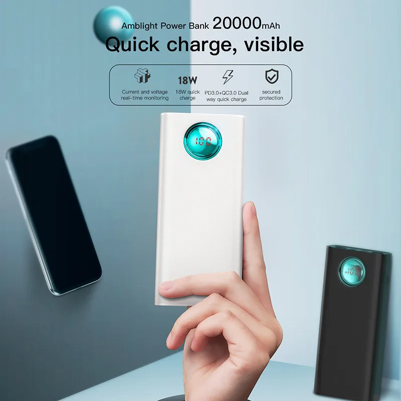 

Baseus 20000mAh portable power bank for Xiaomi Mi iPhone External battery charger Type C PD fast charge 3.0 mobile charger