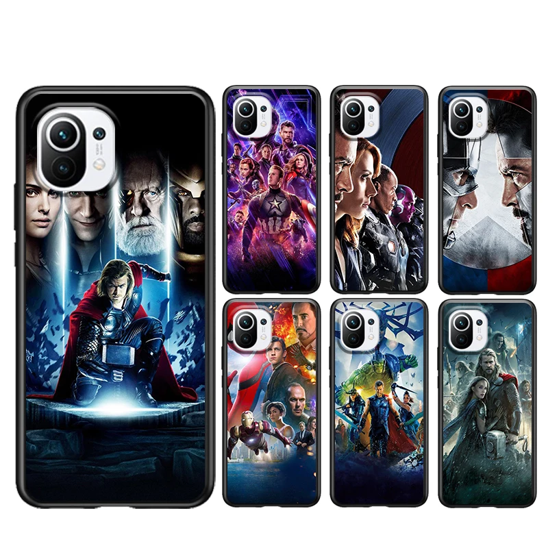 

Marvel Avengers hero for Xiaomi Mi 11 10 Ultra 11T 10T Note10 Pro Lite 11i 10i 10S 5G Soft Black Phone Case Cover Shell