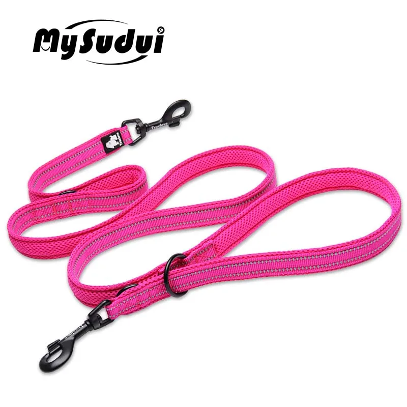 fuchsia MySudui Truelove 7 в 1 Многофункциональный нейлоновый поводок для собак, двойной тренировочный поводок для бега, свободные руки, поводок для собак Honden Halsband - Цвет: fuchsia