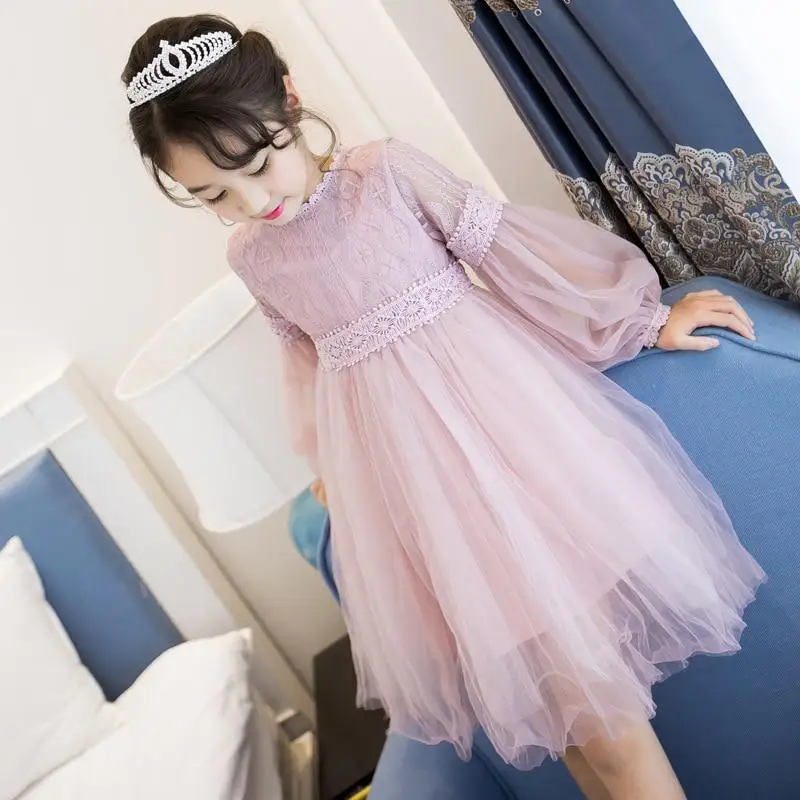 

Toddler Kids Dress For Girls Lace Long Lantern Sleeve Girls Dress Party Baby Girls Clothing Wedding Dress Casual Kids Clothes
