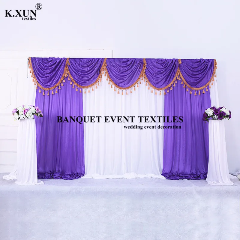 Tel&oacute;n de fondo de seda de hielo para boda, escenario con colores de Swag tel&oacute;n de fondo, decoraci&oacute;n para eventos y fiestas, 10 pies, 20 pies-1