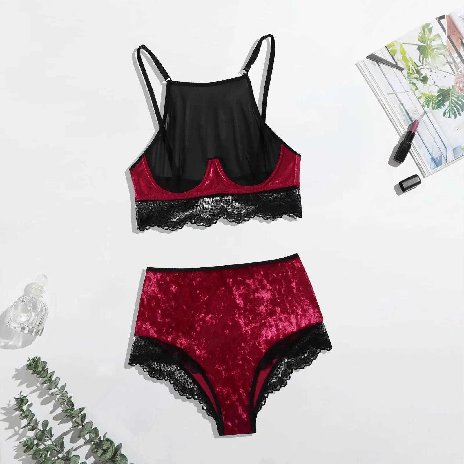 

Women Underwear Velvet Lace Erotic Lingerie Porno Temptation Sexy Underwear Lenceria Sensual Mujer Sleepwear Sexy Lingerie Set