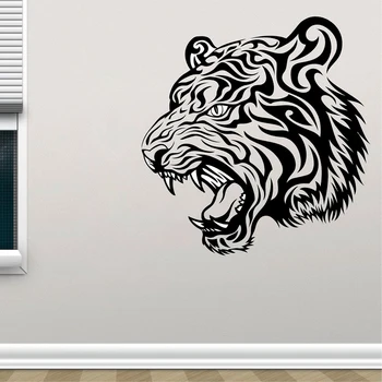 Tribal Tiger Wall Stickers Jungle Room Decor Vinyl Animal Decals for Boys Kids Room Removable Home Decoration Wallpaper P948