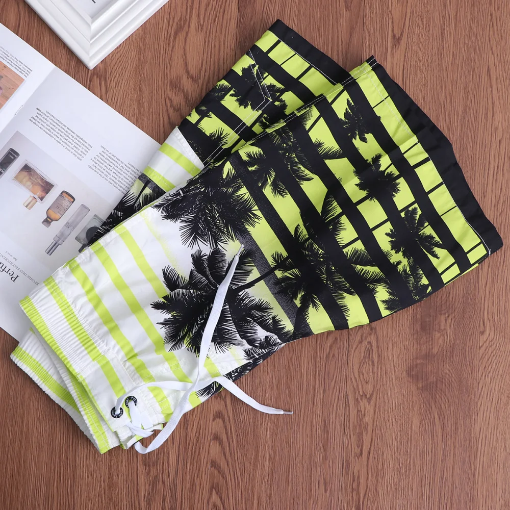 

Men Fast Dry Beach Shorts Palm Tree Casual Surfing Swimming Trunks with Pockets - Size (Yellow)