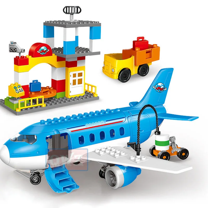 QWZ серия самолетов оживленный город аэропорт большой самолет строительные блоки