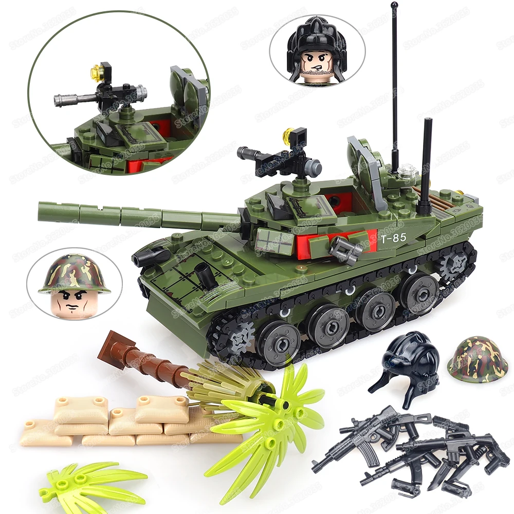 

Military Type 85 WW2 Building Block Main Battle Tank Moc War Figures Reload Weapons Duel Assembly Model Child Christmas Gift Toy