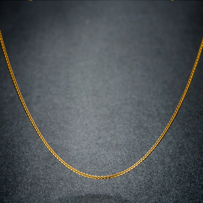 Чистый 18 к цепочка из желтого золота Для женщин удачи цепи коробки & шарма сердца