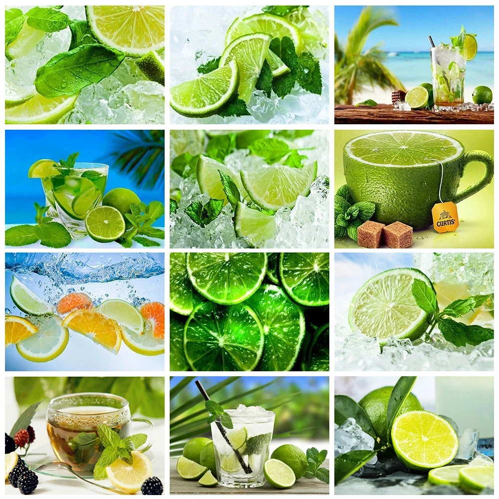 

5D DIY алмазная живопись, фрукты, алмазная вышивка, лимонный крест, картины стразы украшение кухонной стены