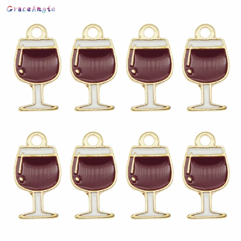 10pcs/lot Kawaii Enamel Goblet Jewelry Findings - GraceAngie Red Wine Glass Earring Charms, Bracelet Keychain & Small Pendant in Alloy image 3