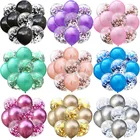 10 шт.лот Смешанные розовые золотые серебряные розовые конфетти шары на день рождения вечерние ринку свадьбу Украшение металлический гелиевый Латексный Шар Детские шары