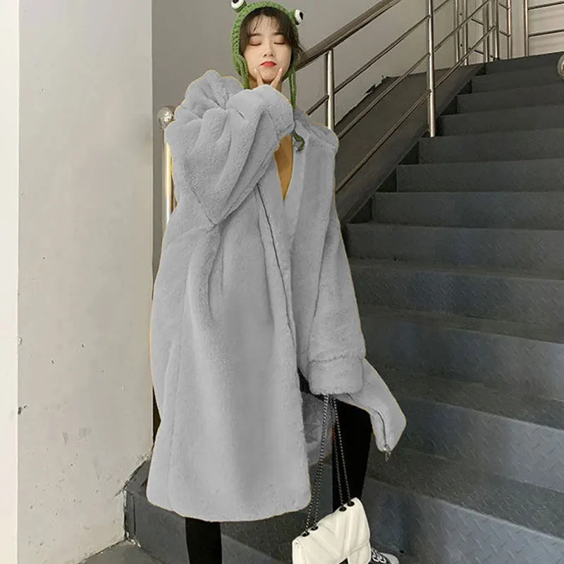 Hooded Oversized Jackets Winter New Long Fur Coat Women Parka Luxurious Warm Faux Fur Jacket Coats Loose Coat Women -20 Degrees