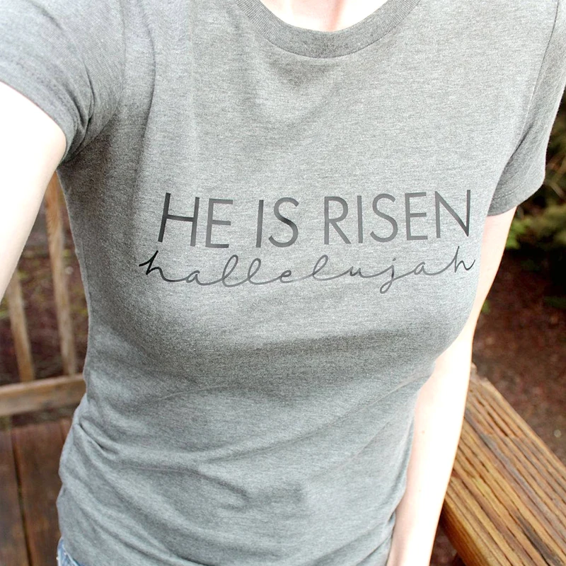 Женская футболка с надписью He Is Rising аллироскоя женская христианскими