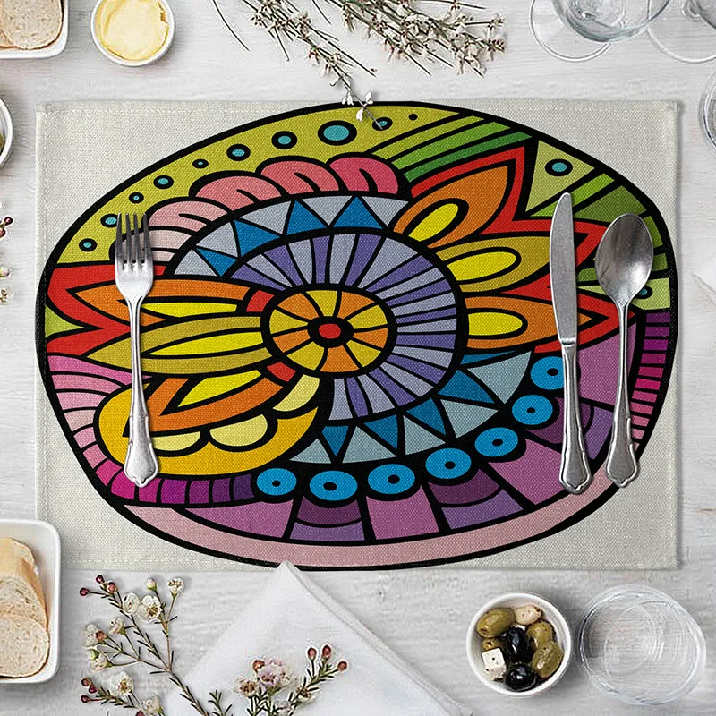 Круглый мандала для Кухня обеденный стол коврик каботажное судно бельевые