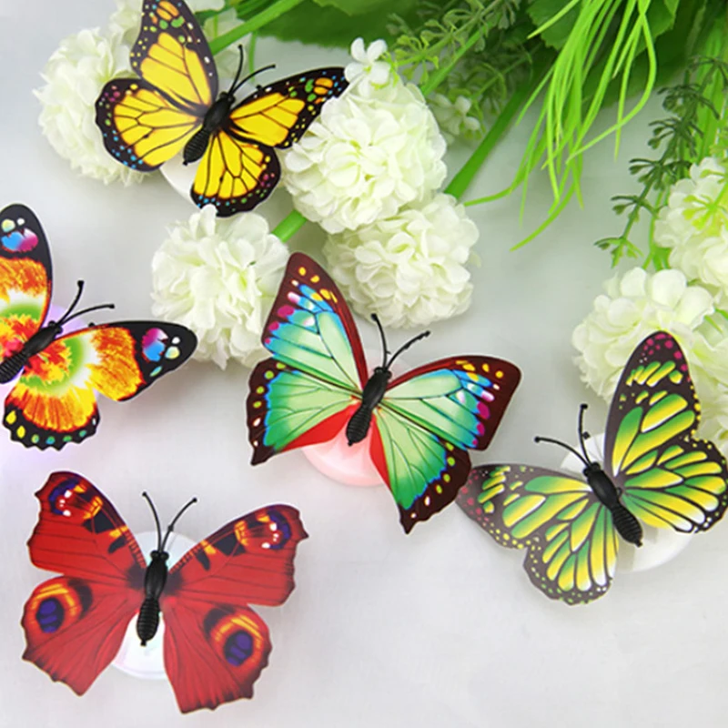 

Colorful Luminous Butterfly LED Night Light Wedding Decorative Lamp Stickers Children Small Gifts TOYS Game Battery Operated