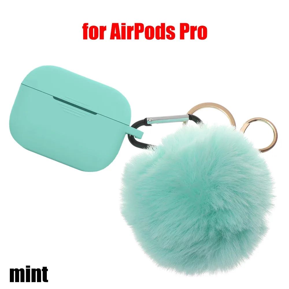 Модный защитный чехол для Air Pods 1/2, чехол для наушников, силиконовый чехол с защитой от падения, милый меховой шарик, брелок для Airpods/Airpods Pro - Цвет: LV for AirPods Pro