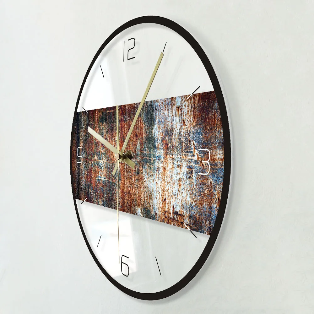 Настенные часы Rusty Metal Texture с принтом железная искусственная патина покрытая