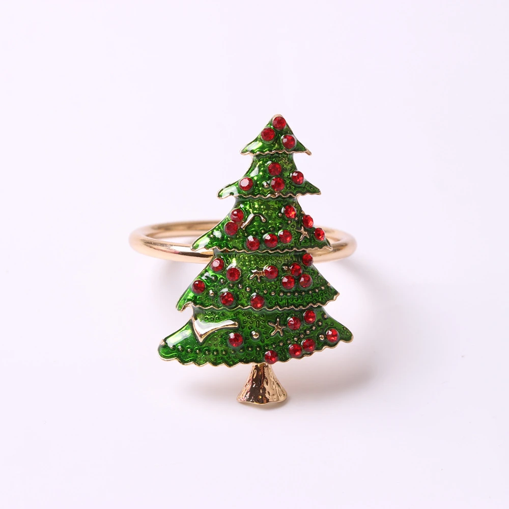 

6PCS/Metal Green Christmas Tree Napkin Ring Desktop Decoration Used for Wedding Banquet, Hotel Reception, Family Gathering
