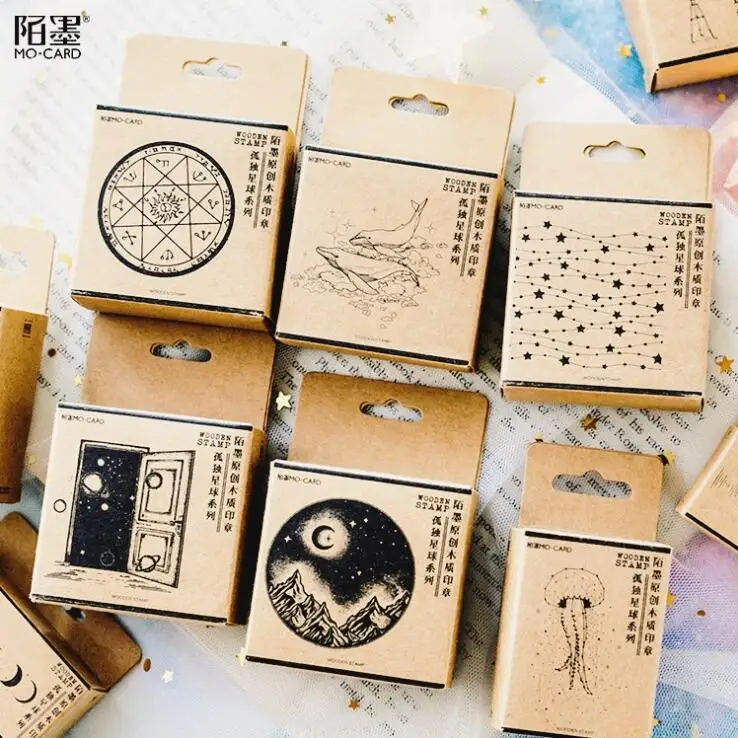 Одинокая планета Деревянный штамп DIY деревянные и резиновые штампы для