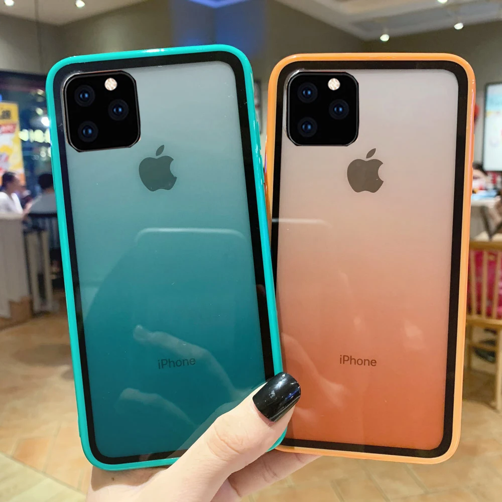 Роскошные прозрачные градиентные чехлы для телефонов iPhone 11 Pro XS Max XR X акриловый