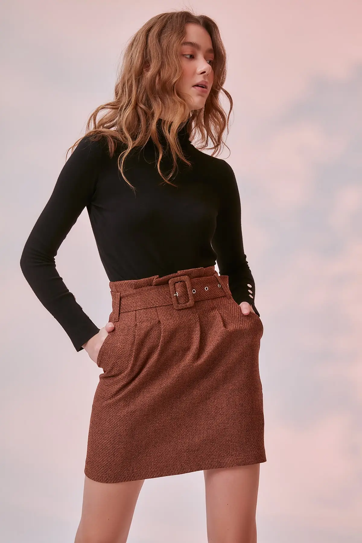 Трендовый норковый пояс юбка TOFAW19ST0119|Женские юбки| |