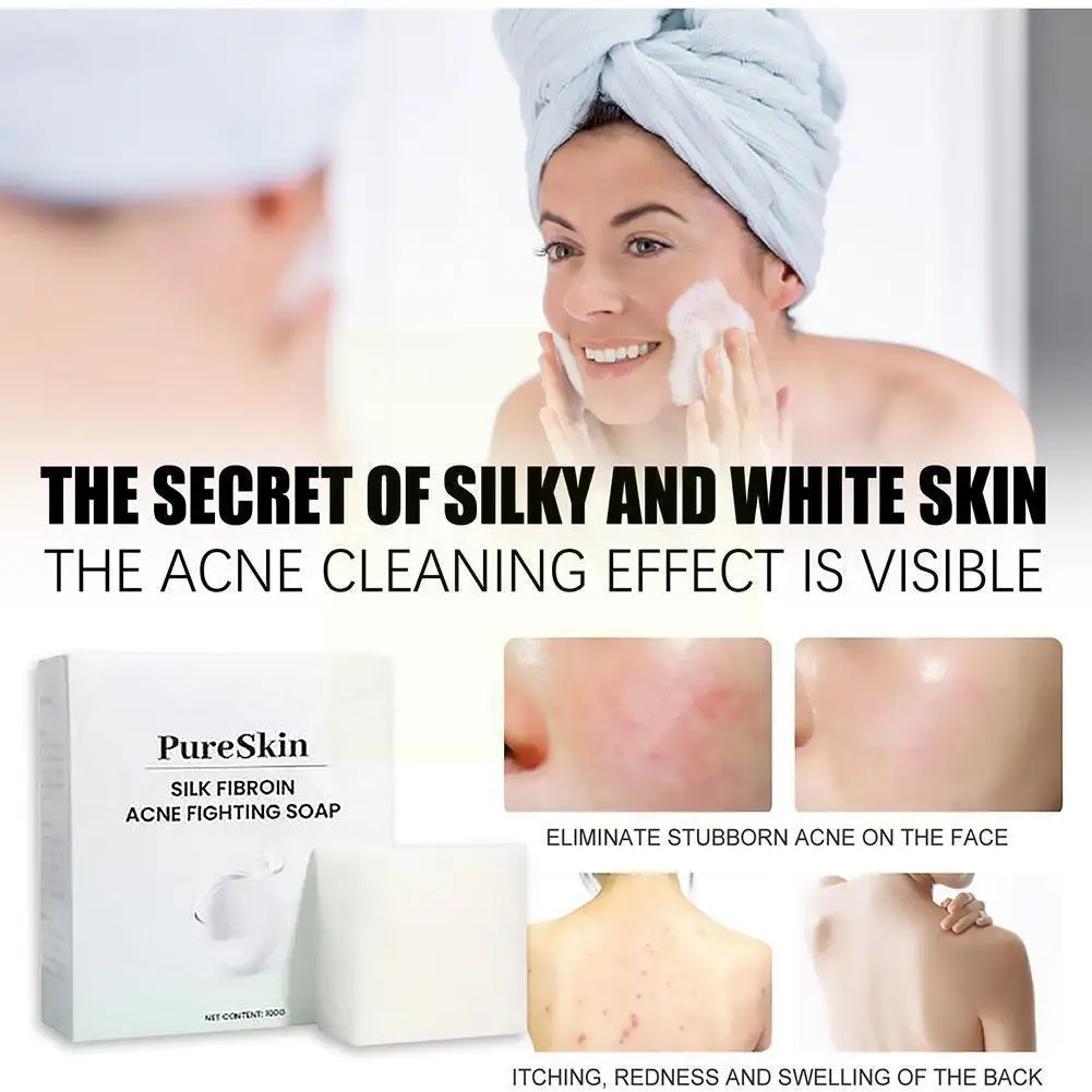 

100g Silk Protein Skin Repair Facial Cleaning Soap Blackheads Mites Oil Handmade Bath Control Remove Use Soap V3X9
