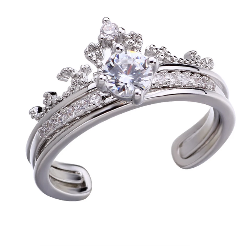 platina Женские кольца из сплава с изменяемым цирконом, кольца в форме сердца, набор съемных корон, Свадебный продукт - Цвет основного камня: platina