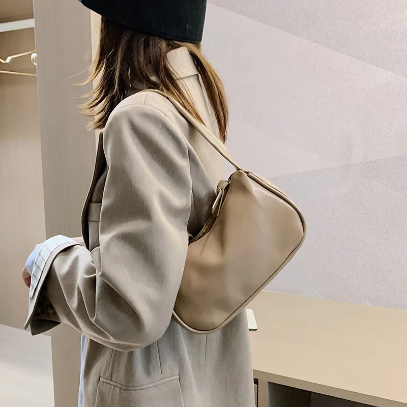 

Women's shoulder bag soft PU leather women's underarm bag retro simple girl 2021 new handbag